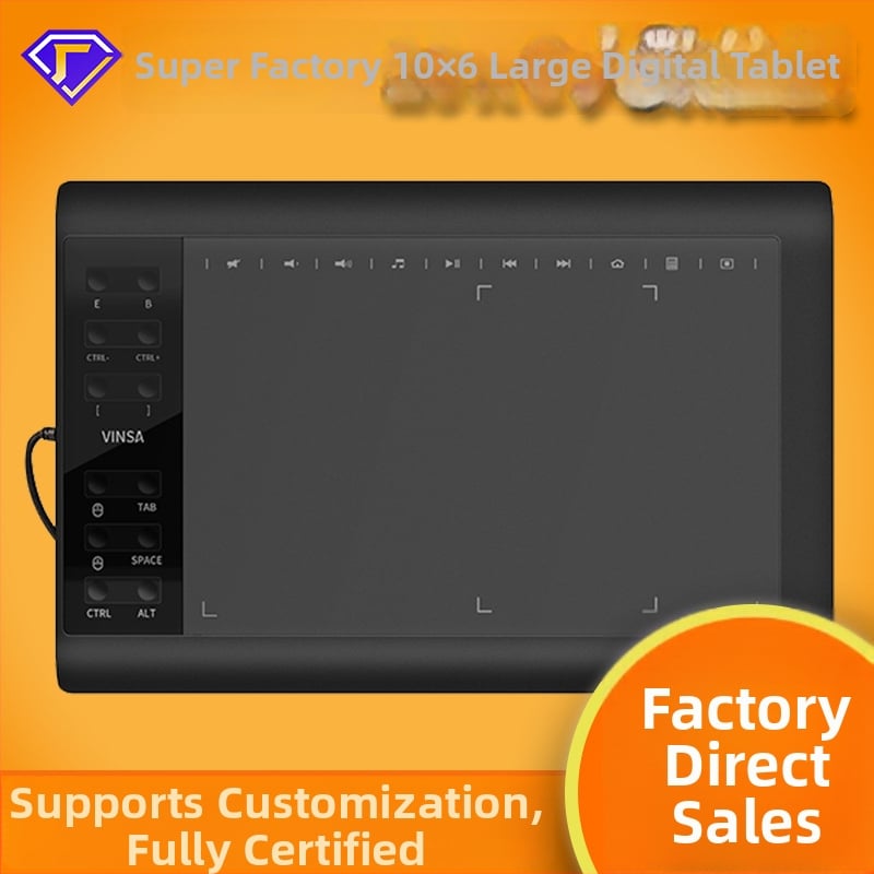 Wencai VIN1060PLUS 1060 ploča za crtanje – USB sučelje, ABS kućište, pasivna olovka (bez punjenja), povezuje se s računalom i telefonom, prikladna za crtanje i online lekcije