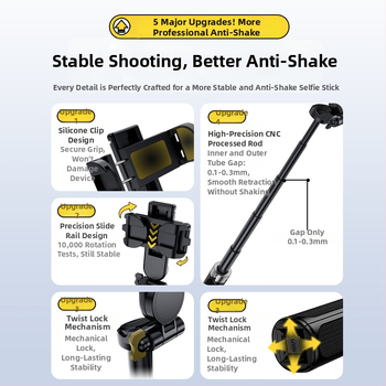Селфи палка с трипод, преносима и разтегателна, алуминиева сплав конструкция, дистанционно управление, Bluetooth