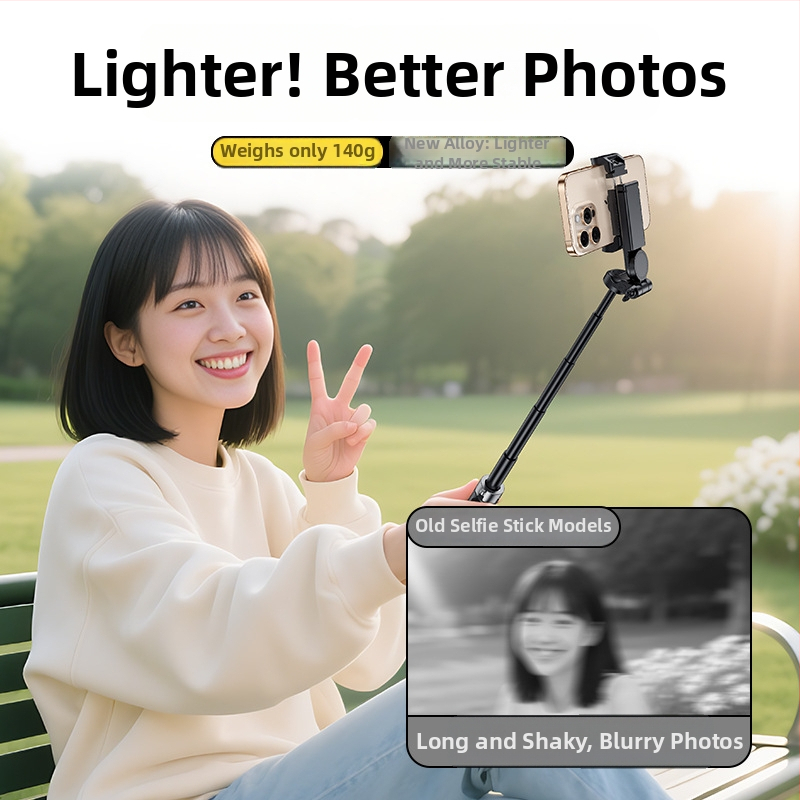 Селфи палка с трипод, преносима и разтегателна, алуминиева сплав конструкция, дистанционно управление, Bluetooth