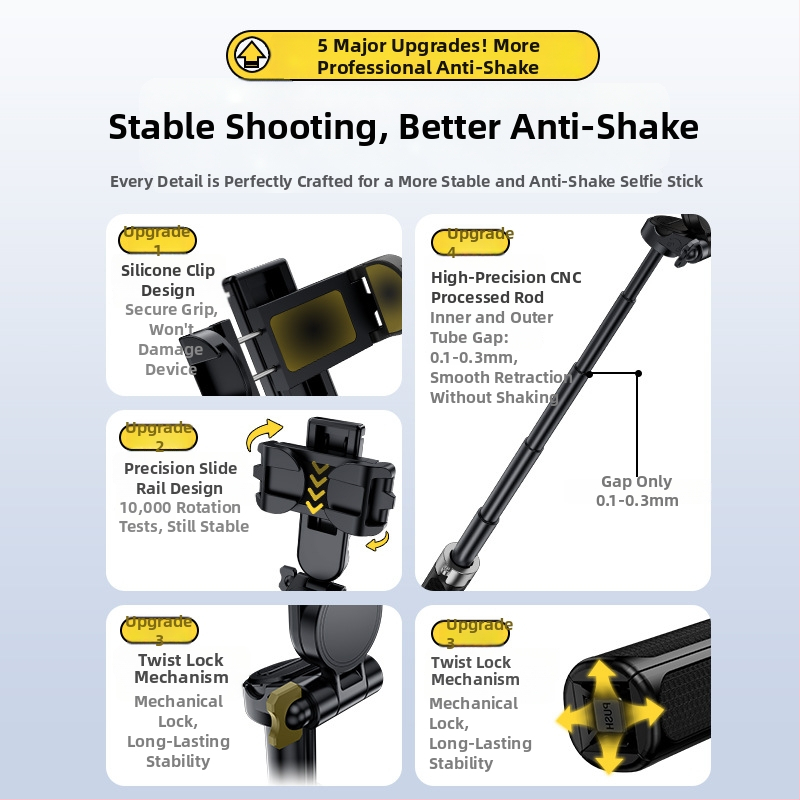 Селфи палка с трипод, преносима и разтегателна, алуминиева сплав конструкция, дистанционно управление, Bluetooth