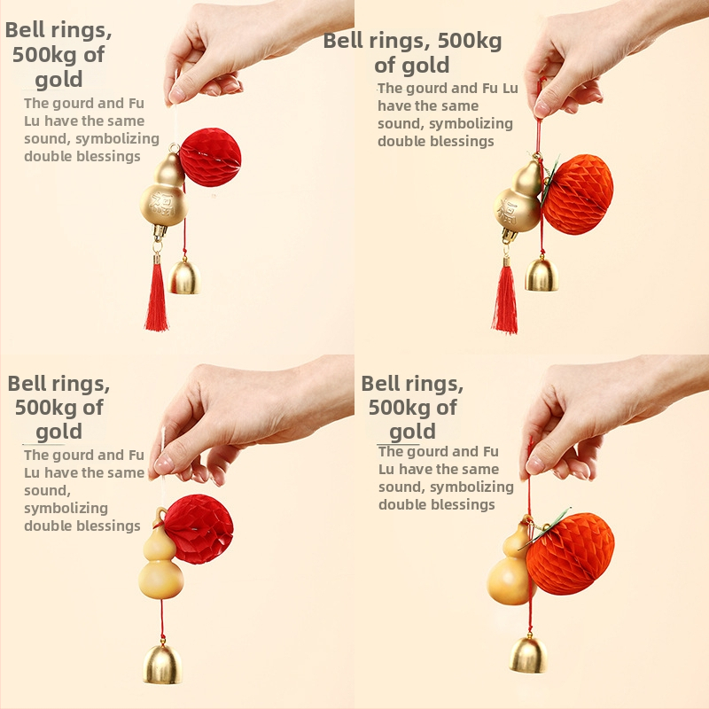 Dekorativni privezak s tikvicastim zvončićem za 2026. godinu — Kina Nova godina, viseći ukras, Happy togethers, pakiranje Opp vrećica, materijal Drugo