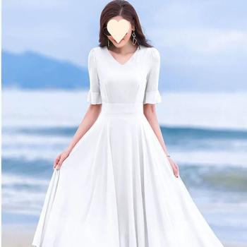 Rochie din chiffon cu decolteu în V, mâneci clopot, lungime midi, vară 2023