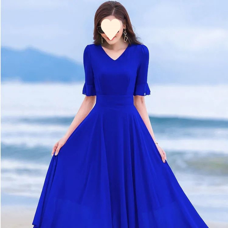 Rochie din chiffon cu decolteu în V, mâneci clopot, lungime midi, vară 2023