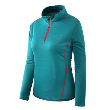 Tricou de damă cu guler înalt, uscare rapidă, mâneci lungi, absorbția umezelii, amestec de fibre sintetice