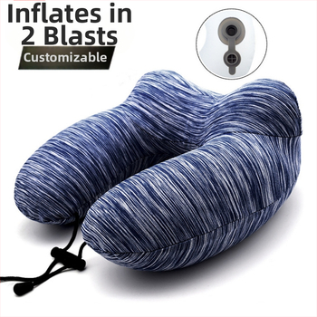 Надуваема U-образна пътуваща възглавница за шия Noon Yi; пълнител: газ; плат: химическо влакно; основен компонент на плат: спандекс; подходяща за възрастни