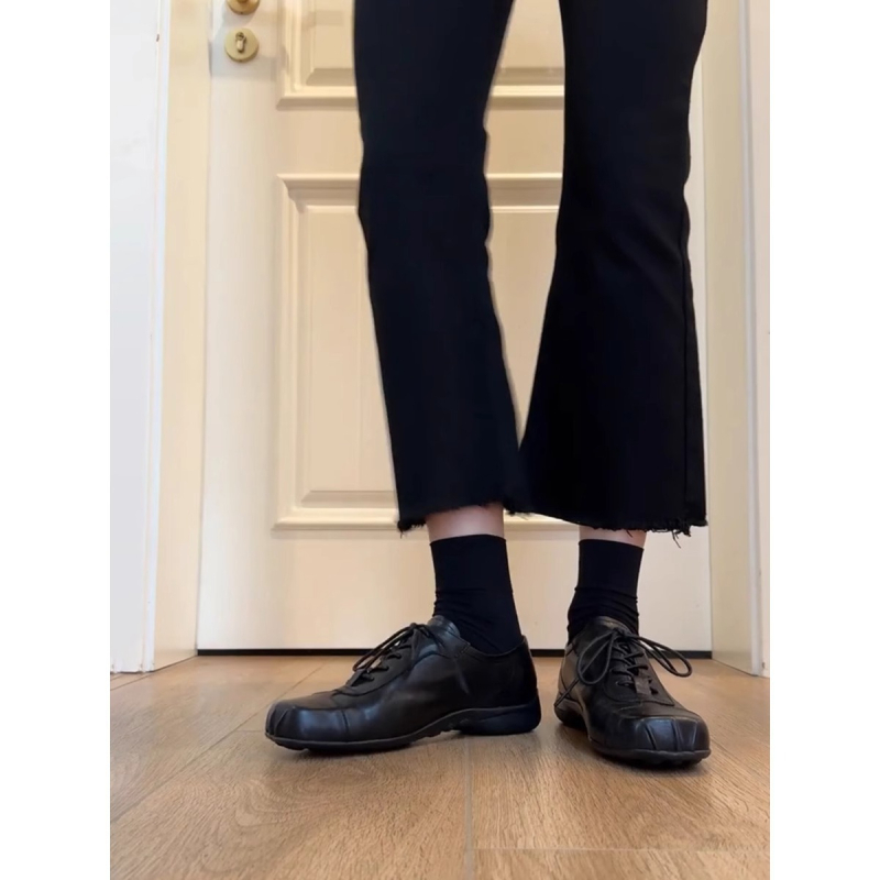 Pantofi de piele pentru femei, stil preppy, cu vârf pătrat, șireturi, toc mic 1–3 cm, partea superioară din două straturi de piele de vită, piele vopsită cu apă