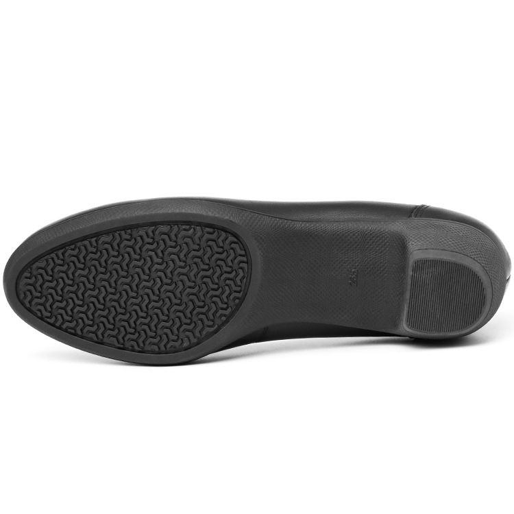 Pantofi eleganți pentru femei din piele de vițel, vârf rotund, talpă de cauciuc, toc gros mediu (3–5 cm), respirabili