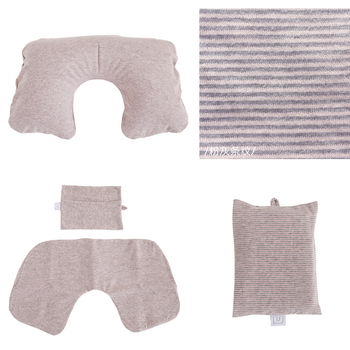 Φουσκωτό μαξιλαράκι αυχένα σε σχήμα U για ταξίδι, γεμισμένο με αέριο, εξωτερικό βαμβακερό ύφασμα, πυρήνας από συνθετικές ίνες – για έναν χρήστη, φορητή στήριξη αυχένα