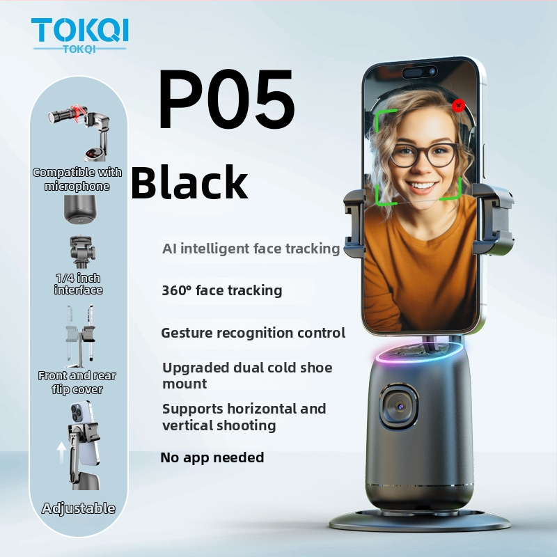 Gimbal za mobitel s AI praćenjem lica, 360° stolni nosač, univerzalna kompatibilnost, bez aplikacije, težina 248 g, Tokqi/Tuoyi P03