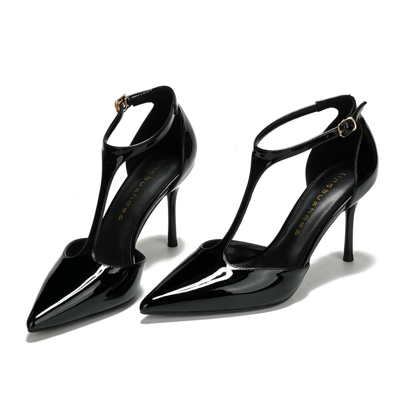 Pantofi dama cu toc înalt, vârf ascuțit, PU partea superioară, toc stiletto 6–8 cm, PU talpă, talpă din cauciuc