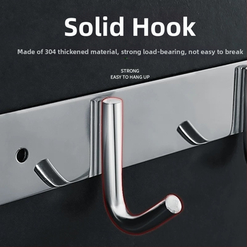 Bezbušični 304 nehrđajući čelični kukovi za vrata kuhinje i kupaonice — zidno skladištenje i vješanje odjeće, jednostavan moderni stil, CUPC certifikat