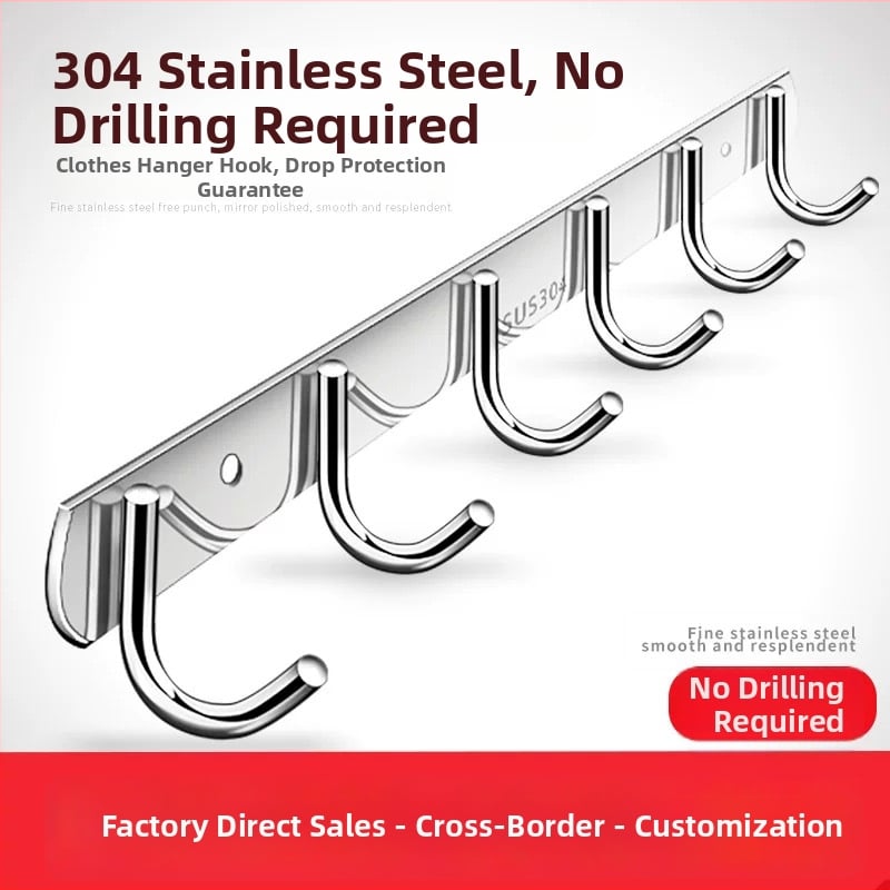 Bezbušični 304 nehrđajući čelični kukovi za vrata kuhinje i kupaonice — zidno skladištenje i vješanje odjeće, jednostavan moderni stil, CUPC certifikat