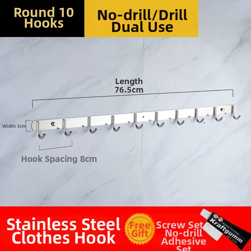 Bezbušični 304 nehrđajući čelični kukovi za vrata kuhinje i kupaonice — zidno skladištenje i vješanje odjeće, jednostavan moderni stil, CUPC certifikat