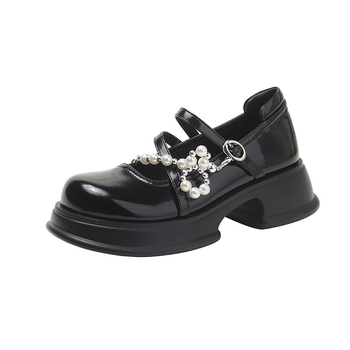 Δερμάτινες γυναικείες μοκασίνες με φαρδύ τακούνι, τετράγωνη μύτη, Slip-on, σόλα από καουτσούκ, βρετανικό στυλ