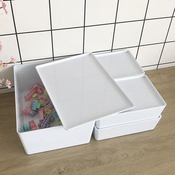 Stolna kutija za skladištenje s poklopcem, PET plast, otporna na prašinu, moderan minimalistički dizajn, otisnut logotip