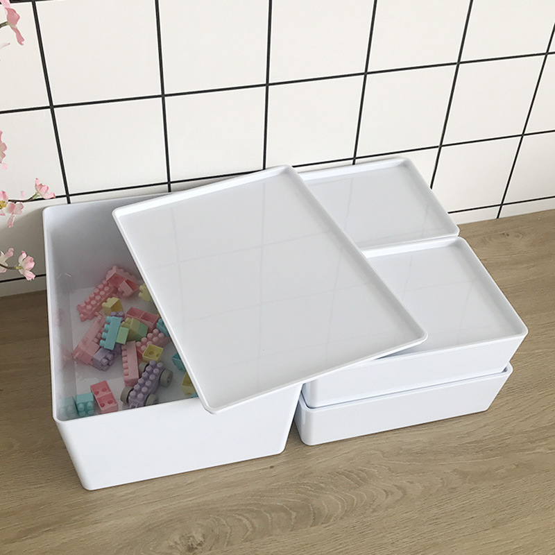 Stolna kutija za skladištenje s poklopcem, PET plast, otporna na prašinu, moderan minimalistički dizajn, otisnut logotip