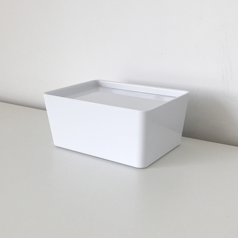 Stolna kutija za skladištenje s poklopcem, PET plast, otporna na prašinu, moderan minimalistički dizajn, otisnut logotip