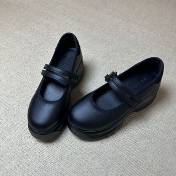 Mary Jane παπούτσια με πλατφόρμα, PU επάνω, στρογγυλή μύτη, Velcro κλείσιμο, τακούνι 6–8 cm