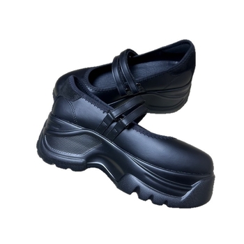 Mary Jane παπούτσια με πλατφόρμα, PU επάνω, στρογγυλή μύτη, Velcro κλείσιμο, τακούνι 6–8 cm