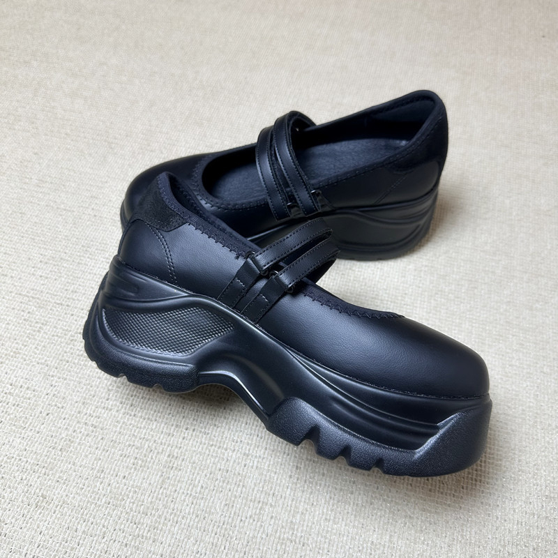 Mary Jane παπούτσια με πλατφόρμα, PU επάνω, στρογγυλή μύτη, Velcro κλείσιμο, τακούνι 6–8 cm