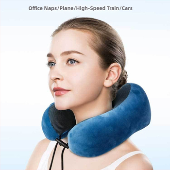 У-образена възглавница за шия с паметна пяна, памучна облицовка, за пътуване със самолет, подходяща за възрастни