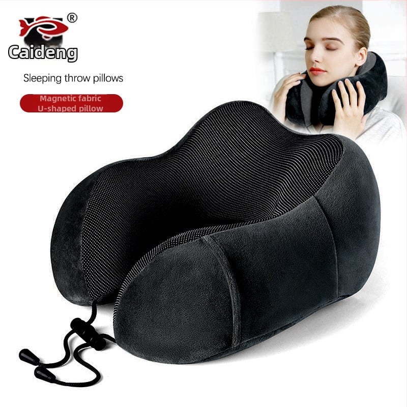 У-образена възглавница за шия с паметна пяна, памучна облицовка, за пътуване със самолет, подходяща за възрастни