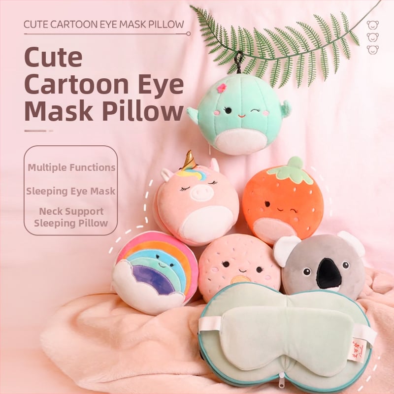 Μαξιλάρι αυχένα σε σχήμα U για ταξίδια με μάσκα ματιών, γέμισμα: πολυεστερική ίνα; Υλικό: πολυεστερικο-βαμβακερό ύφασμα; Βάρος: 0–0.5 kg; Ύψος: 5.1–10 cm