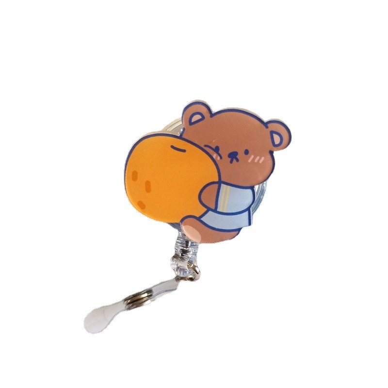 Klip za značku medicinske sestre, akrilno tijelo, slatko dizajn medvjediča i zeke, teleskop mehanizam, prilagodba dostupna