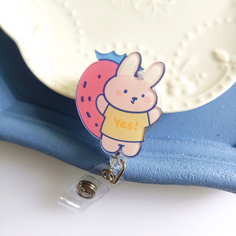 Klip za značku medicinske sestre, akrilno tijelo, slatko dizajn medvjediča i zeke, teleskop mehanizam, prilagodba dostupna