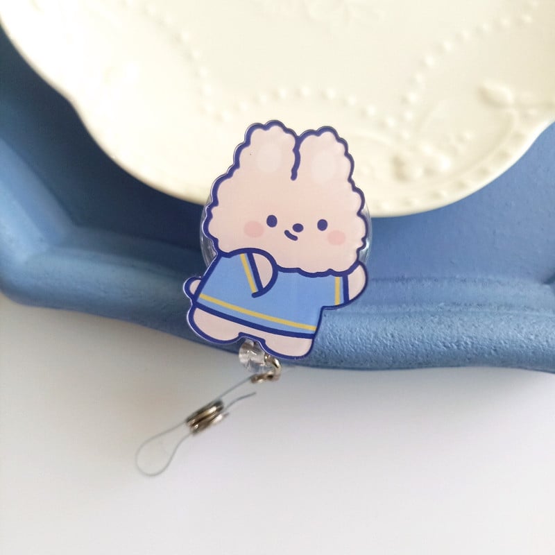 Klip za značku medicinske sestre, akrilno tijelo, slatko dizajn medvjediča i zeke, teleskop mehanizam, prilagodba dostupna