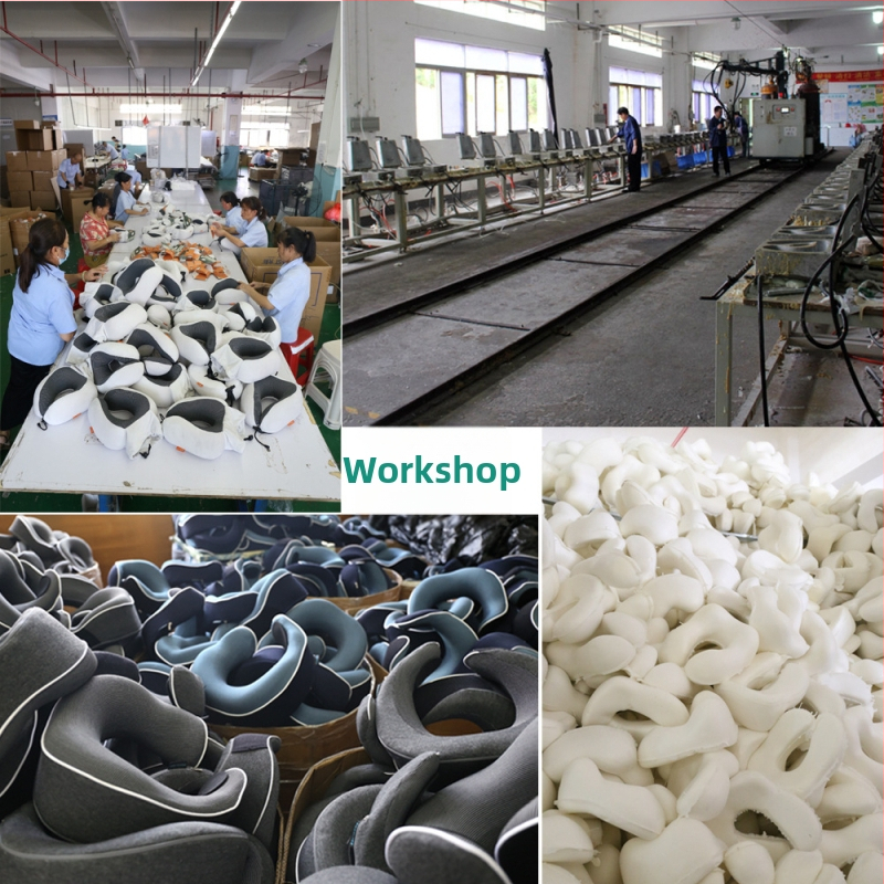 У-образена възглавница за пътуване с паметова пяна, преносима възглавница за врата, подходяща за влак, самолет и автомобил, с бавна възвръщаемост на формата