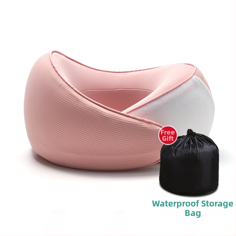 У-образена възглавница за пътуване с паметова пяна, преносима възглавница за врата, подходяща за влак, самолет и автомобил, с бавна възвръщаемост на формата