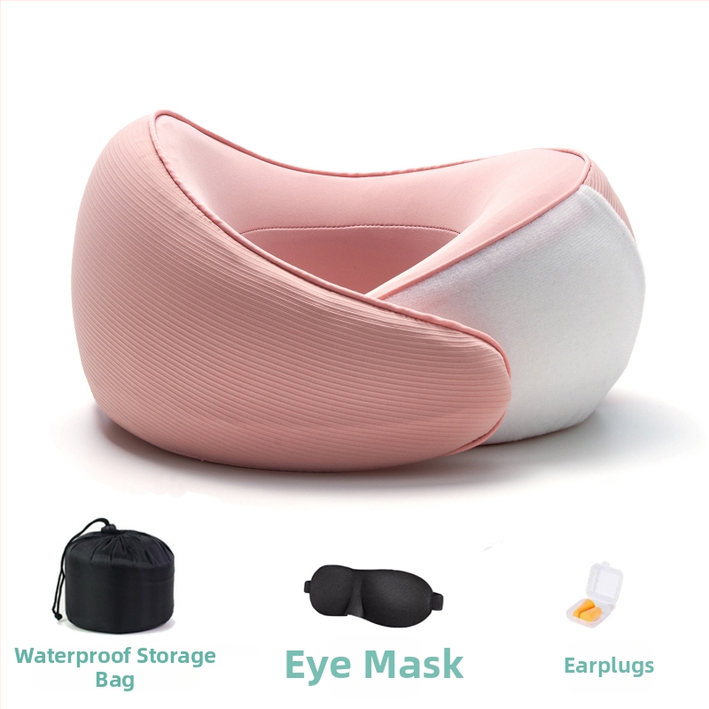 У-образена възглавница за пътуване с паметова пяна, преносима възглавница за врата, подходяща за влак, самолет и автомобил, с бавна възвръщаемост на формата