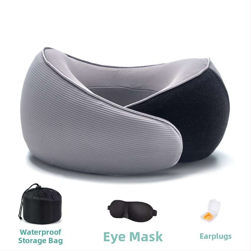 У-образена възглавница за пътуване с паметова пяна, преносима възглавница за врата, подходяща за влак, самолет и автомобил, с бавна възвръщаемост на формата
