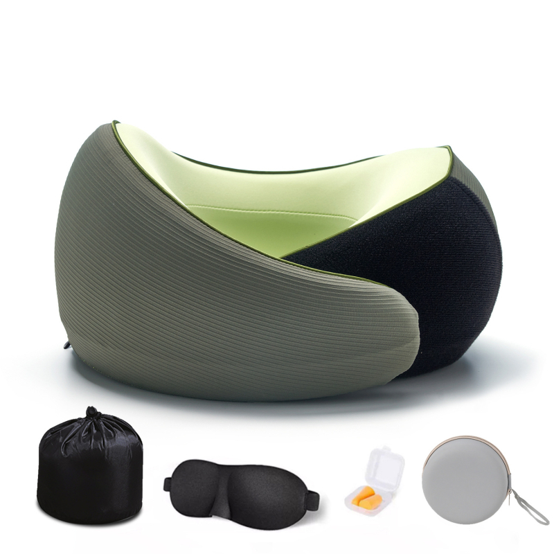 У-образена възглавница за пътуване с паметова пяна, преносима възглавница за врата, подходяща за влак, самолет и автомобил, с бавна възвръщаемост на формата