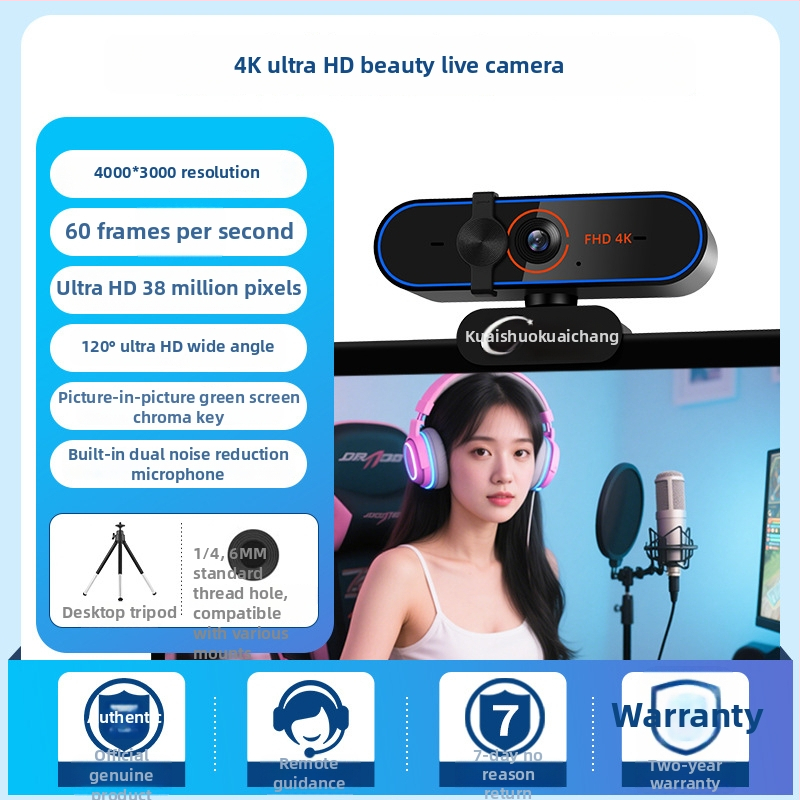 Live kamera 4K USB 2.0 Plug-and-Play, autofocus, zabudovaný mikrofón, 60FPS