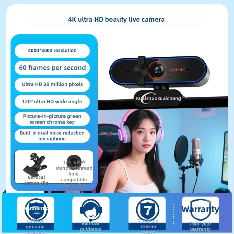 Live kamera 4K USB 2.0 Plug-and-Play, autofocus, zabudovaný mikrofón, 60FPS