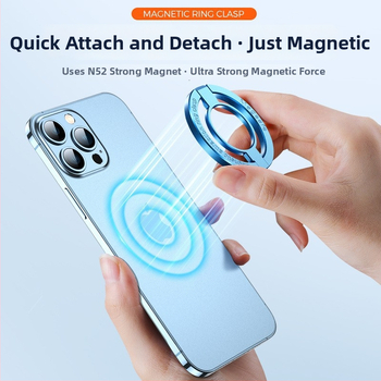 Držiak na telefón s prstenom – 360° otočný, skladací kovový stolný stojan, MagSafe magnetické pripojenie