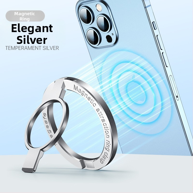 Držiak na telefón s prstenom – 360° otočný, skladací kovový stolný stojan, MagSafe magnetické pripojenie