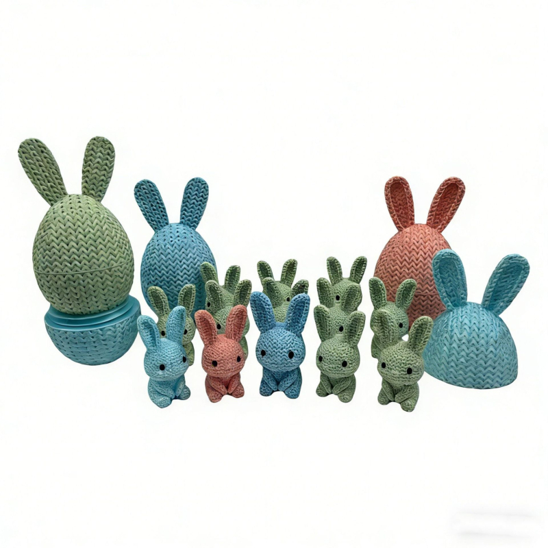 Uskrsni viseći dekor s pletenim zeka – PLA, 3D ispis, suvremen minimalistički model igračke