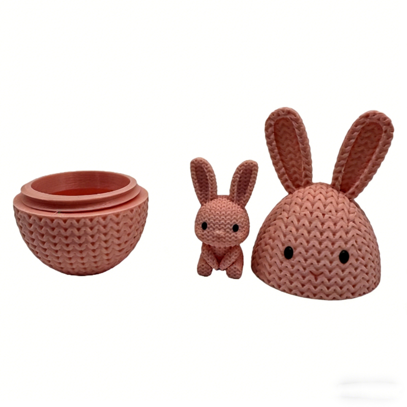 Uskrsni viseći dekor s pletenim zeka – PLA, 3D ispis, suvremen minimalistički model igračke