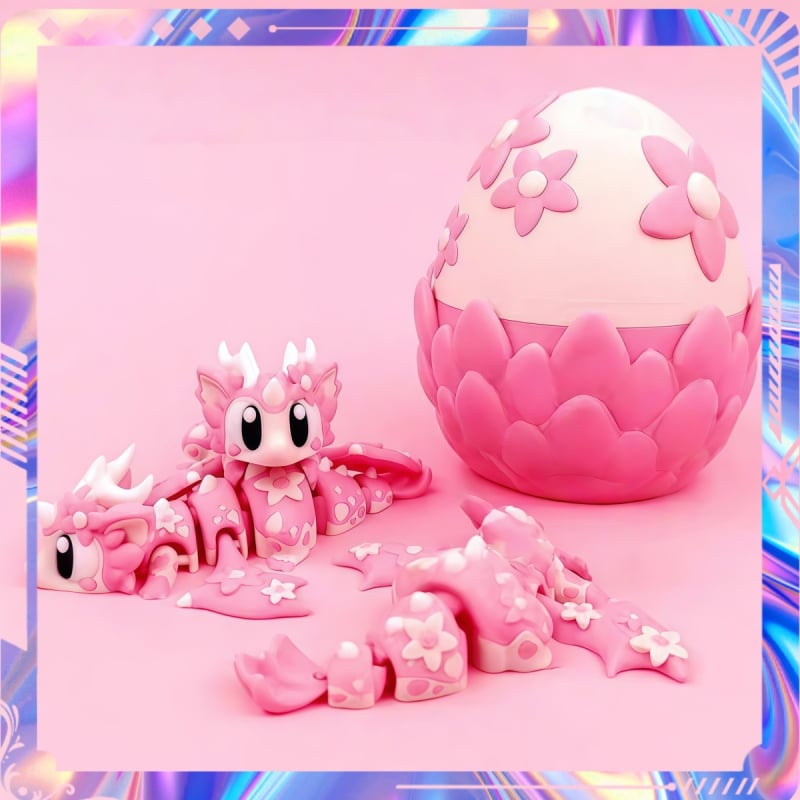 3D ispisano jaje zmaja - stolna dekoracija, PLA, motiv cvijeta trešnje