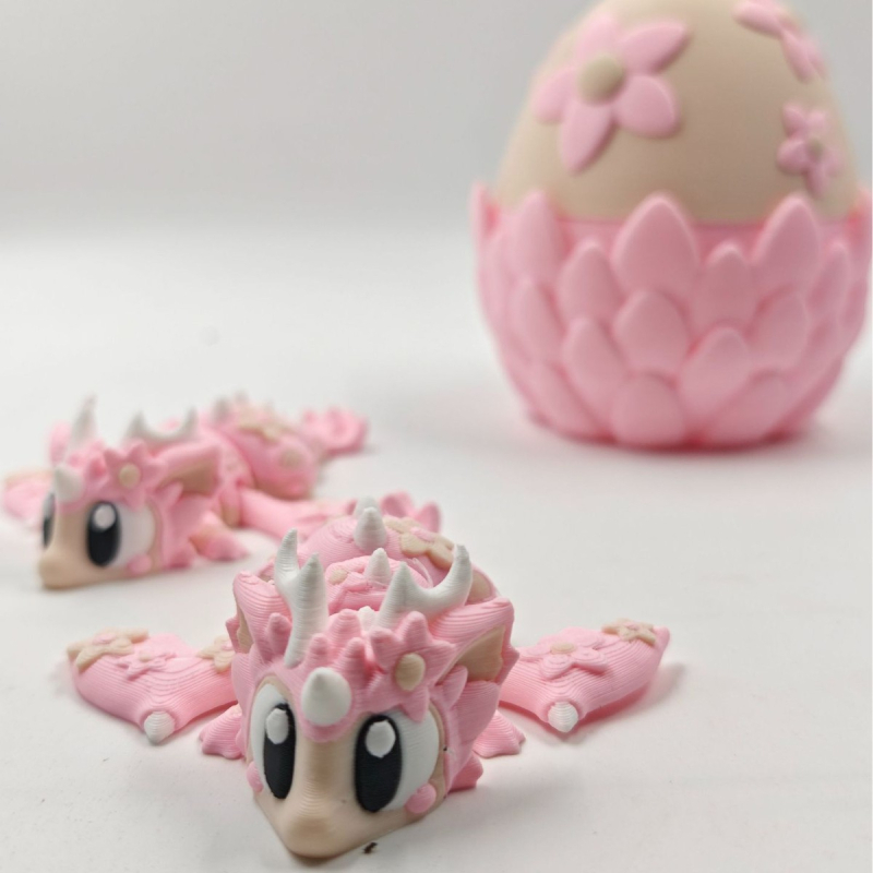 3D ispisano jaje zmaja - stolna dekoracija, PLA, motiv cvijeta trešnje