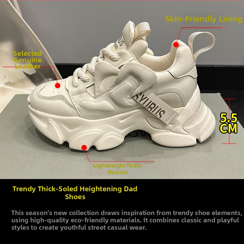 Pantofi cu talpă groasă – stil coreean, sus din plasă (toc 6–8 cm; două straturi piele de vită; branț din piele naturală)