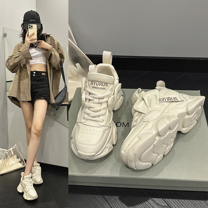 Pantofi cu talpă groasă – stil coreean, sus din plasă (toc 6–8 cm; două straturi piele de vită; branț din piele naturală)