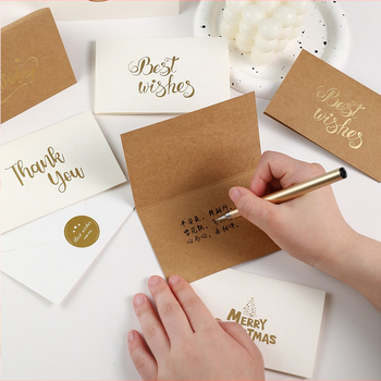 Little Lotus Pohľadnica z kraftového papiera so bronzovaním — Vianoce, Narodeniny, Valentín, Deň matiek, Deň otcov, jednoduchý a moderný štýl