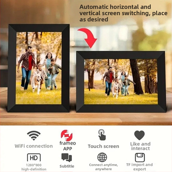 Digitálna fotoráma s Wi‑Fi a dotykovým displejom, 32GB úložisko, 1280×800 rozlíšenie, prehrávanie hudby a videa