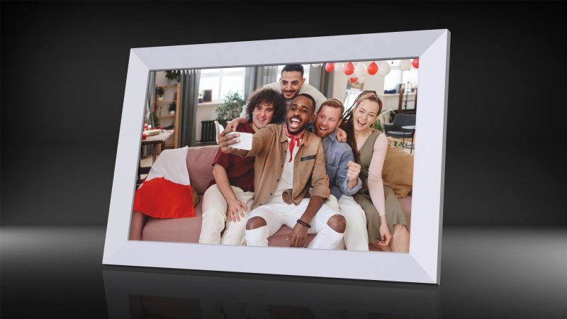 Digitálna fotoráma s Wi‑Fi a dotykovým displejom, 32GB úložisko, 1280×800 rozlíšenie, prehrávanie hudby a videa