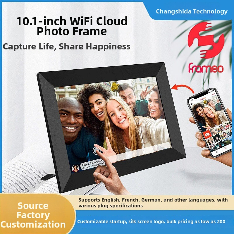 Digitálna fotoráma s Wi‑Fi a dotykovým displejom, 32GB úložisko, 1280×800 rozlíšenie, prehrávanie hudby a videa