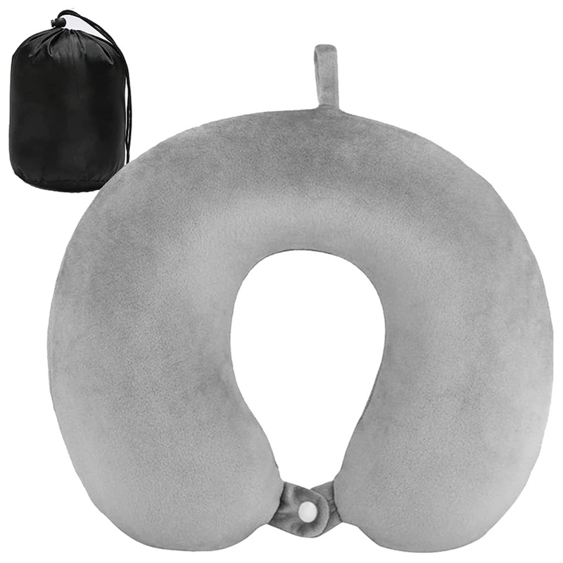 У-образна възглавница за шия, пълнеж memory cotton, crystal velvet покритие, тегло до 0.50 кг, подходяща за възрастни